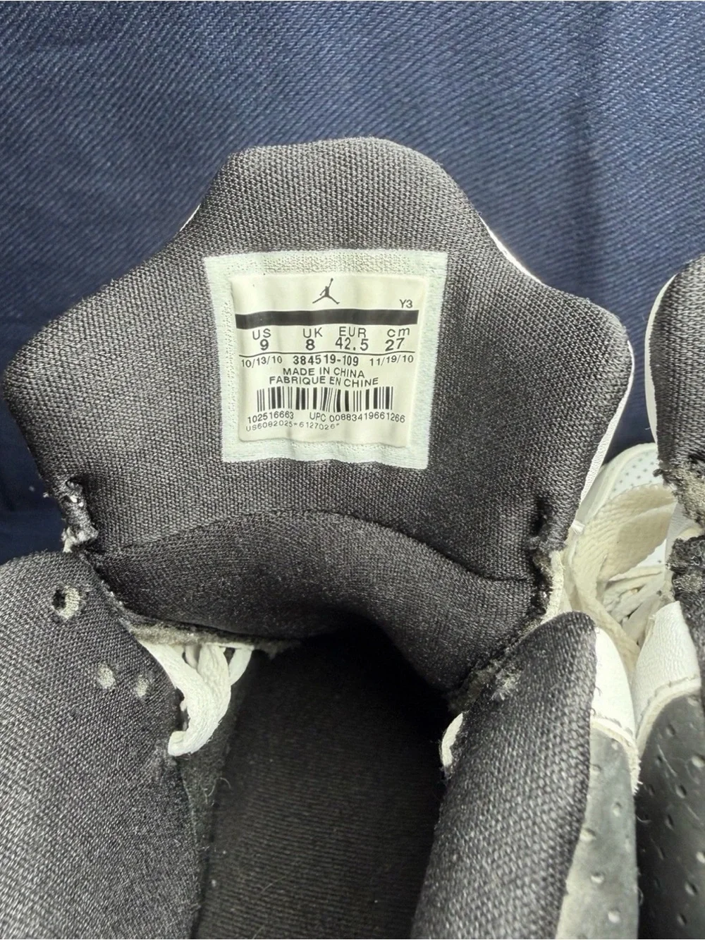 Jordan White and Black High-Top Basketball Sneakers with Gray Accents